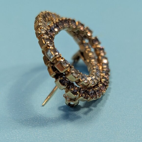 Vintage gold tone double oval 1960's brooch - Picture 2 of 5